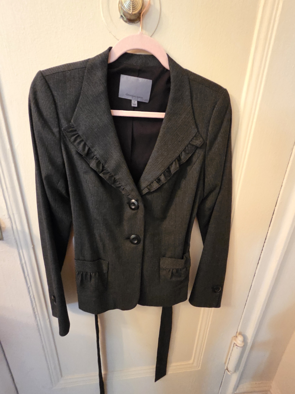 Classiques Entier Black & Cream Tailored Blazer with Belt
